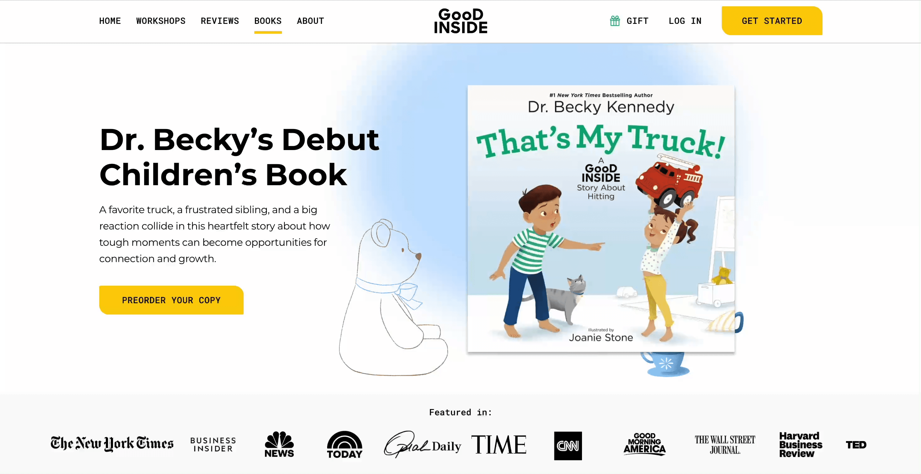 Good Inside children's book launch landing page for That's My Truck!